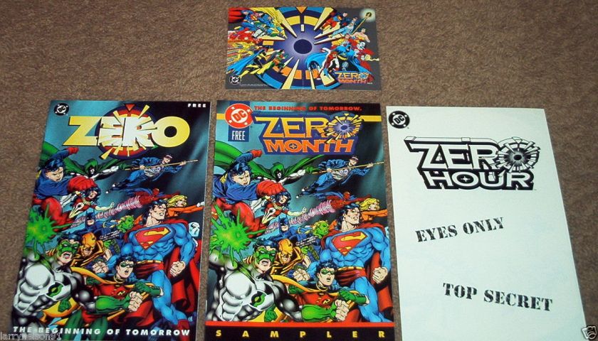 ZERO HOUR COMIC BOOK & CARD LOT BATMAN SUPERMAN GREEN LANTERN WONDER 