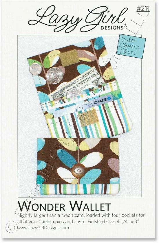Lazy Girl Designs Wonder Wallet Credit Card Coin Purse Sewing Pattern 