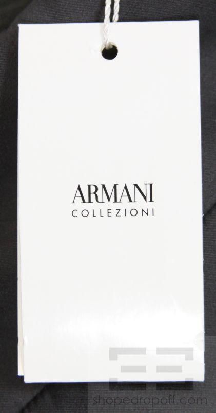 Armani Collezioni Grey Lambskin Leather & Looped Wool Jacket Size 42 