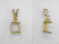 10 x 8 OVAL W / ACCENT PENDANT SETTING 10KT YELLOW GOLD  