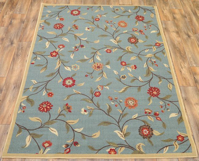 NON   SKID FLORAL GARDEN BLUE 33 X 5 (FITS 4 X 6 AREA) AREA RUG 