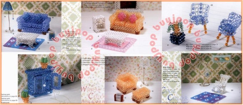 English Version Japanese Bead Craft Pattern Book 3D Beading Dollhouse 