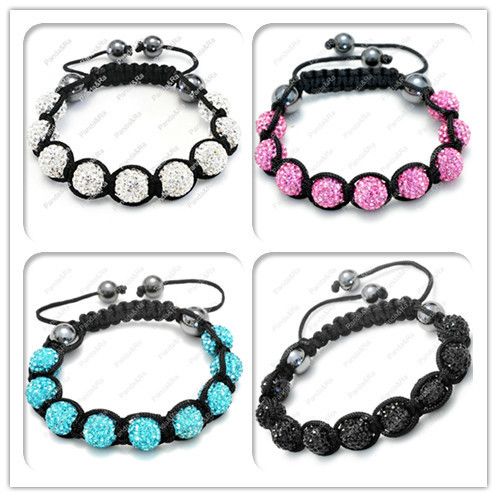HOT 16 Colors Micro Disco&Crystal Ball Bead Bracelets  