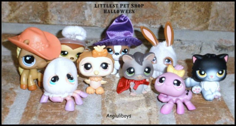 Littlest Pet Shop 9 HALLOWEEN LOT spider horse bat cat  