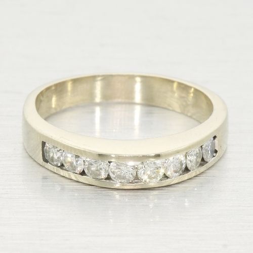 14k White Gold 0.40ctw Domed Diamond Channel Band Ring  