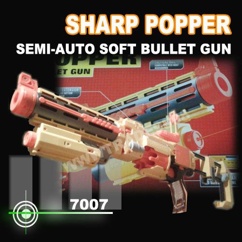 SHARP POPPER Semi Auto soft bullet Gun 10 Darts + Free Gift 10 Bullet 