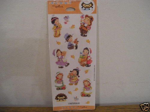 Hallmark stickers Thanksgiving Indians pilgrims 2 SEALE  