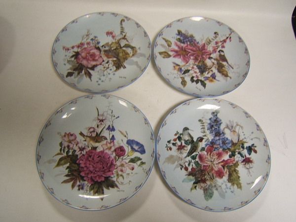 Floral Fancies 4 plate set WS George Garden Birds  