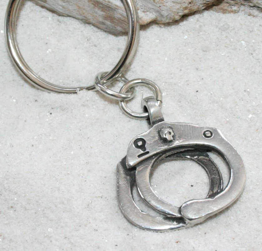 HANDCUFF CUFF POLICE COP Pewter KEYCHAIN Key Chain Ring  