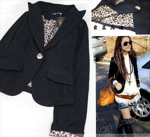 Women Single Button Suit Leopard Inner Outerwear GC51  