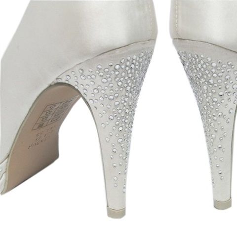 Rt $140 Bling Crystal Bridal Leather Satin Wedding Shoes Ivory EU37 38 