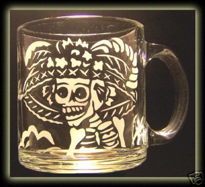 Day Of The Dead Catrina Skull Art Clear Coffee Tea Mug  