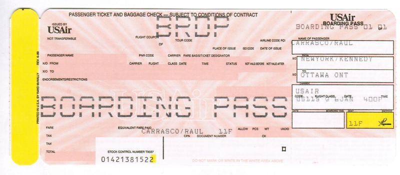 USA American Airlines Boarding Pass Ticket  