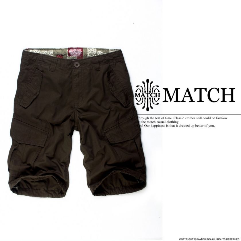 New MATCH Mens Cargo Shorts BLACK BROWN GREEN Size W30 W36 Free S&H 