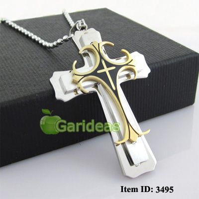 Mens Stainless Steel Cross Chain Pendant Necklace Cool Item ID3495 