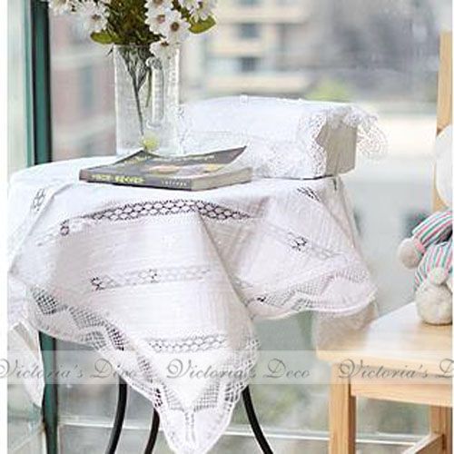 Delicate Hand Bobbin Lace/Embroided/Ribbon table cloth  