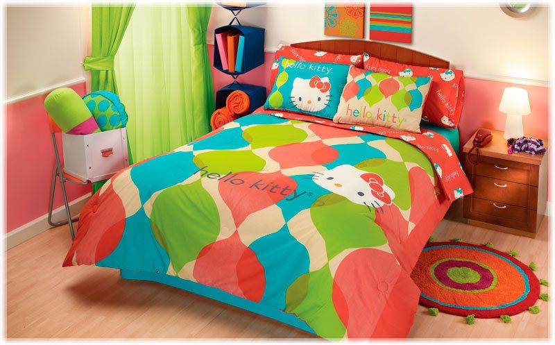 New Teens Girls Red Hello Kitty Comforter Bedding Sheet Set Queen 8 PC 