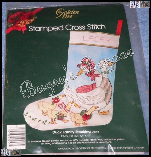 Golden Bee DUCK FAMILY STOCKING Stamped Cross Stitch Christmas Kit 