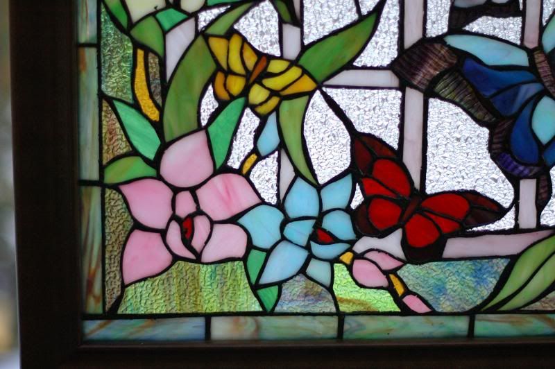 Tiffany Style stained glass window panel, 23x37  