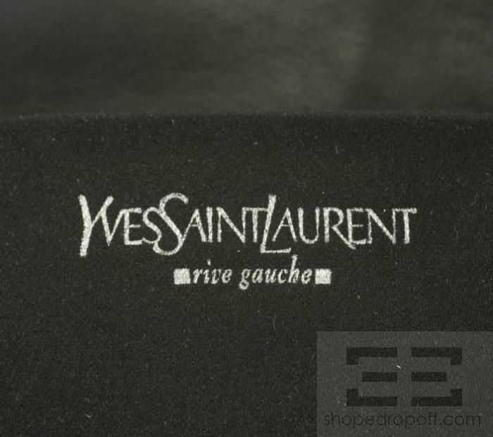 YSL Yves Saint Laurent Black Ruched Leather Flap Clutch  