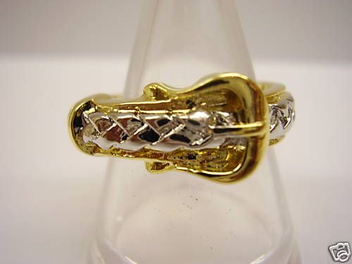 GIFT Silver & Gold Belt Buckle Cocktail Ring sz P L@@K  